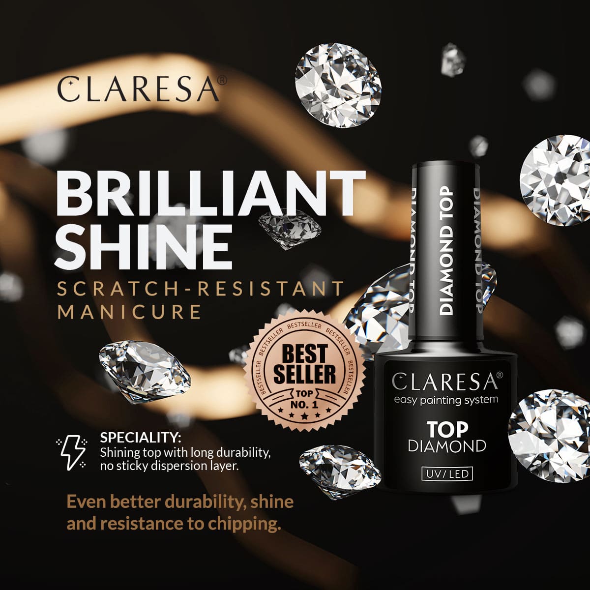CLARESA DIAMOND TOP NO WIPE 5 ml - Image 2
