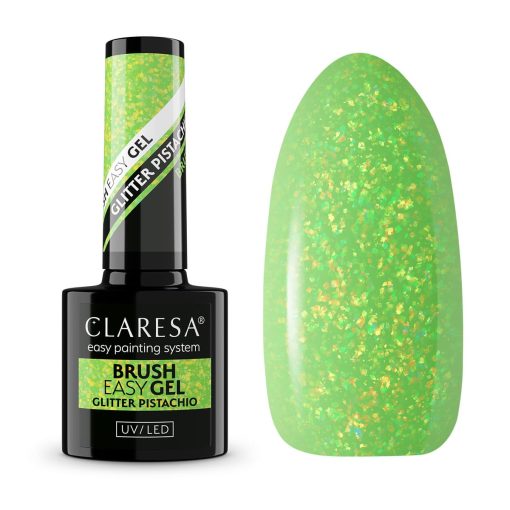 Claresa BRUSH EASY GEL (Gel in a Bottle) GLITTER PISTACHIO 5g (Limited Edition)