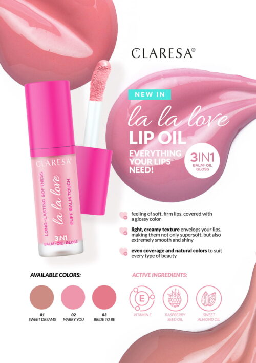 Alternative view of Claresa LA LA LOVE Creamy Lip Oil 03 Bride To Be 7 g