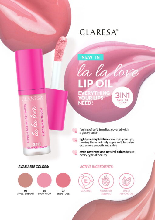 Claresa LA LA LOVE Creamy Lip Oil 03 Bride To Be 7 g - Image 2