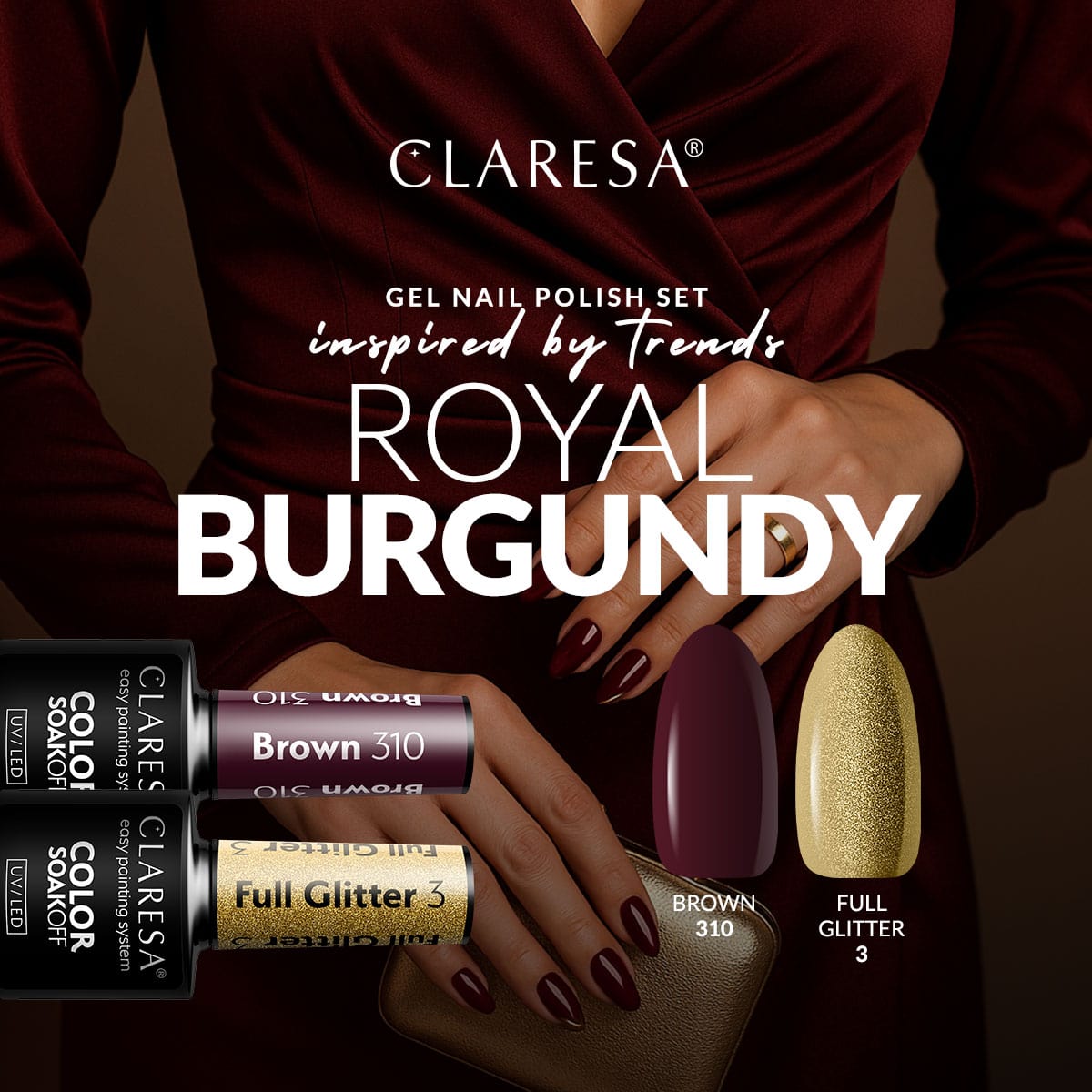 CLARESA ROYAL BURGUNDY Gel Nail Polish Set