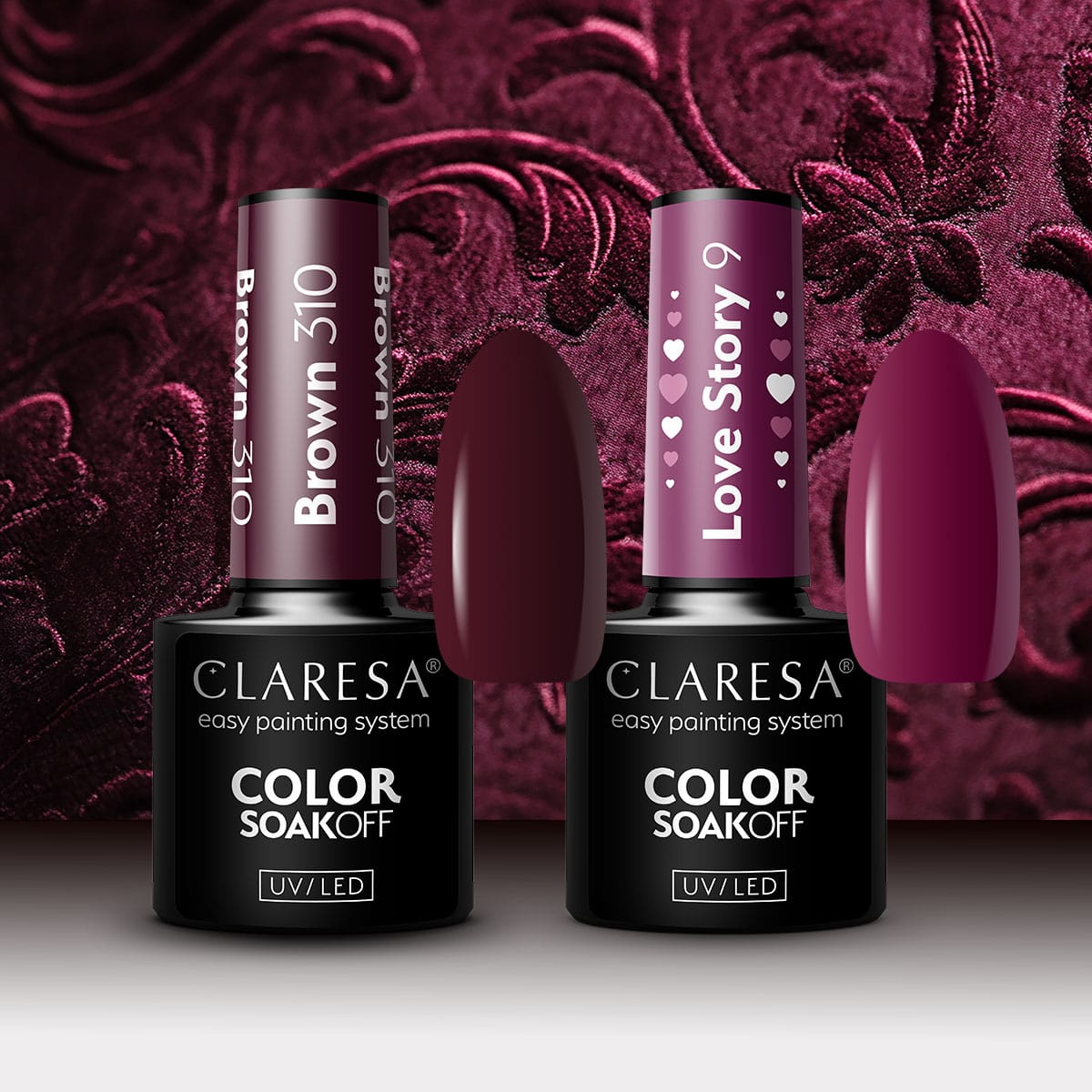 CLARESA VELVET BURGUNDY Gel Nail Polish Set