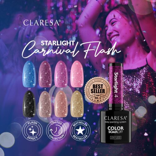 Claresa Starlight CARNIVAL FLASH Gel Nail Polish Set 8 x 5 g (Flash Effect)