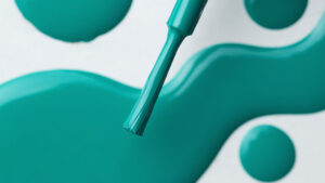 Gel nail polish manicure with glossy long-lasting finish cured under LED lamp