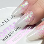 Builder gel manicure with smooth structure and glossy finish using Claresa products
