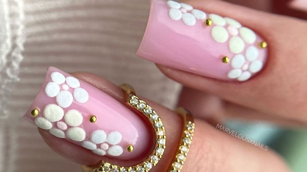 Nail art ideas with stylish manicure designs including pink, nude, red and seasonal nail trends