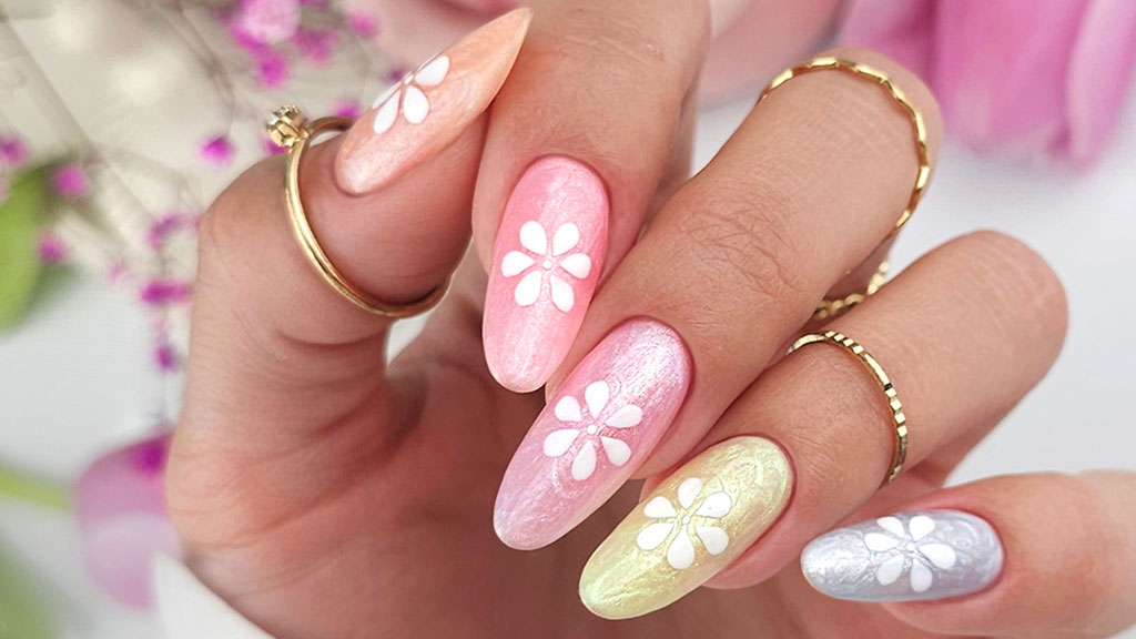 Nail art ideas with stylish manicure designs including pink, nude, red and seasonal nail trends