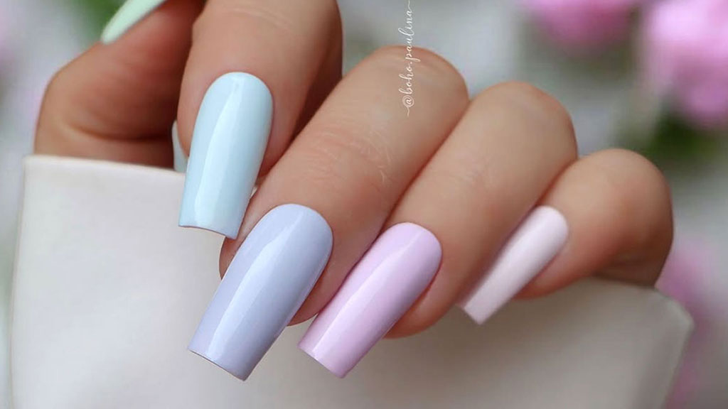 Nail art ideas with stylish manicure designs including pink, nude, red and seasonal nail trends