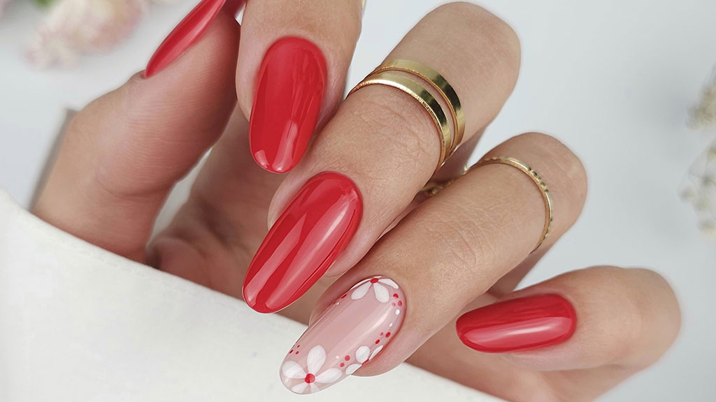 Nail art ideas with stylish manicure designs including pink, nude, red and seasonal nail trends