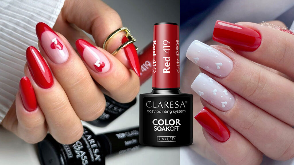 Claresa red gel nail polish in a classic vibrant red shade
