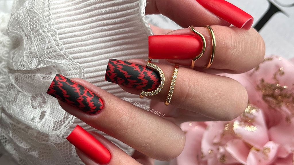 Classic red gel manicure created with Claresa gel nail polish