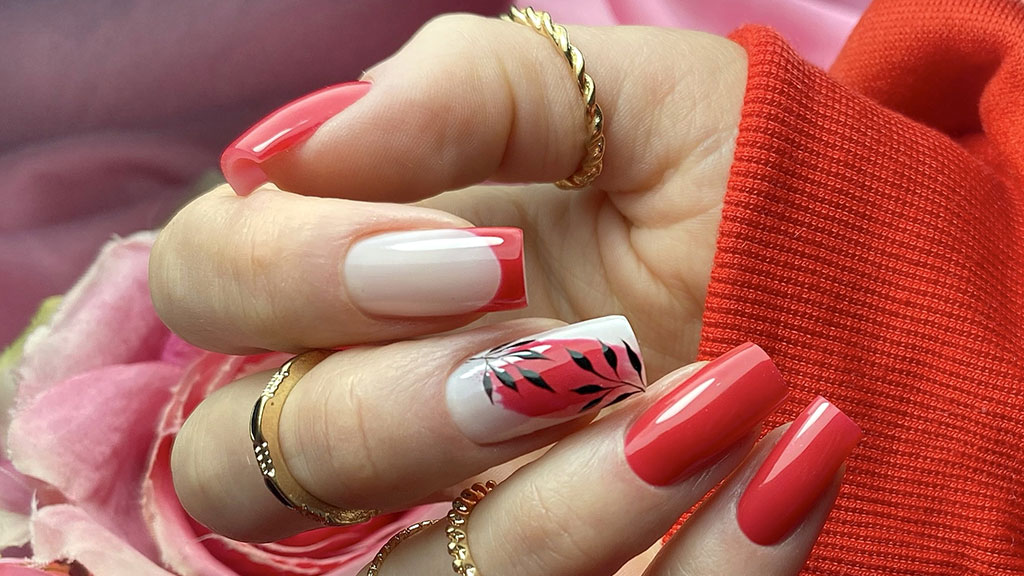 Modern gel polish manicure with fashionable nail art