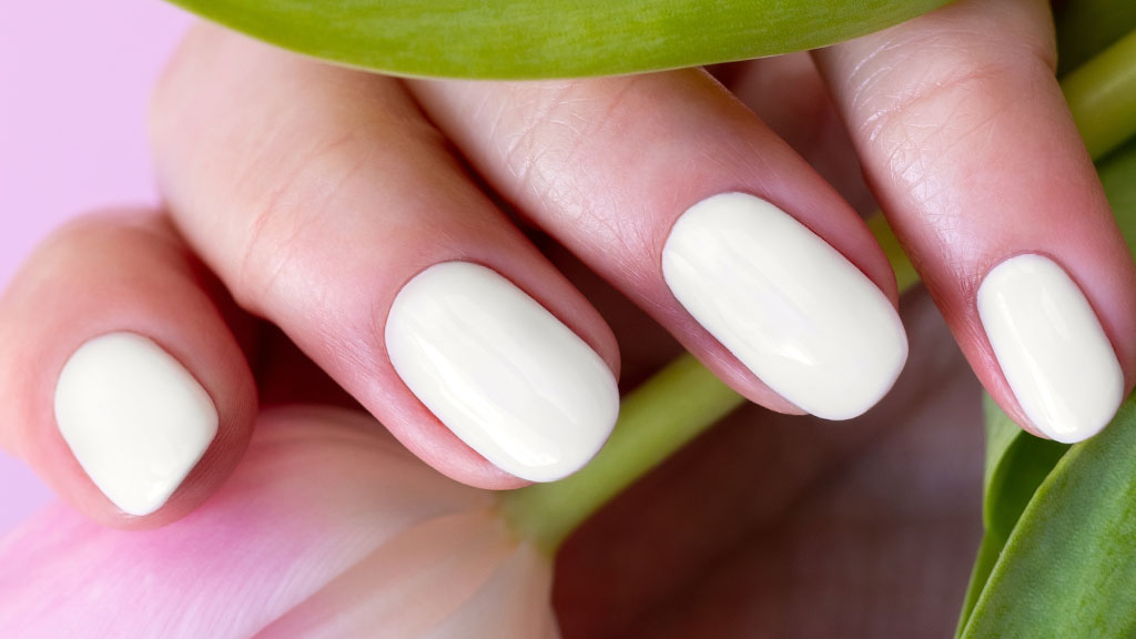Alt Text: White gel nail polish with a high-shine finish and flawless coverage.
