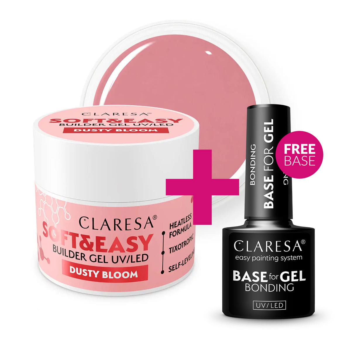 Claresa SOFT&EASY Builder Gel DUSTY BLOOM 45g + FREE Bonding Base for Gel