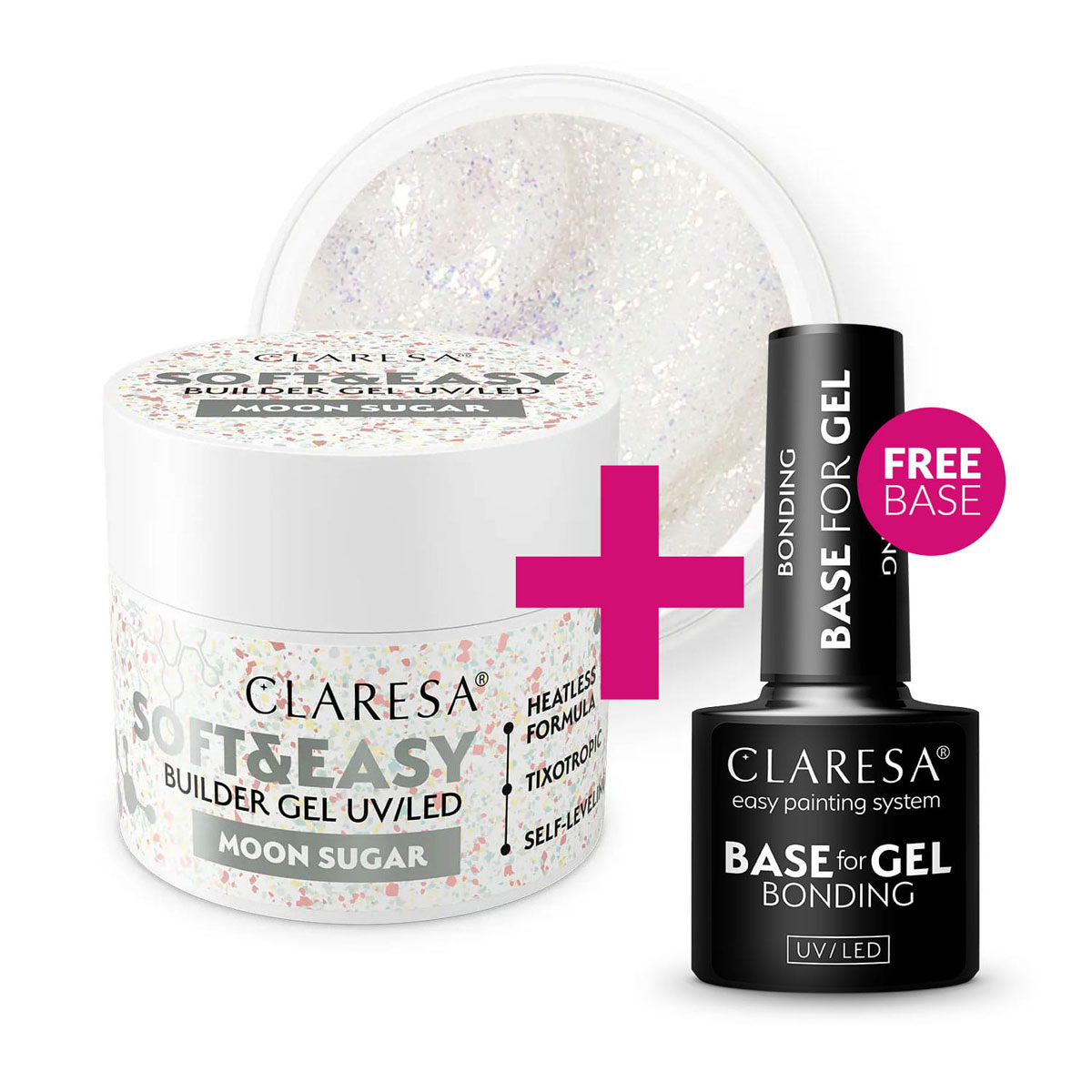 Claresa SOFT&EASY Builder Gel MOON SUGAR 45g + FREE Bonding Base for Gel