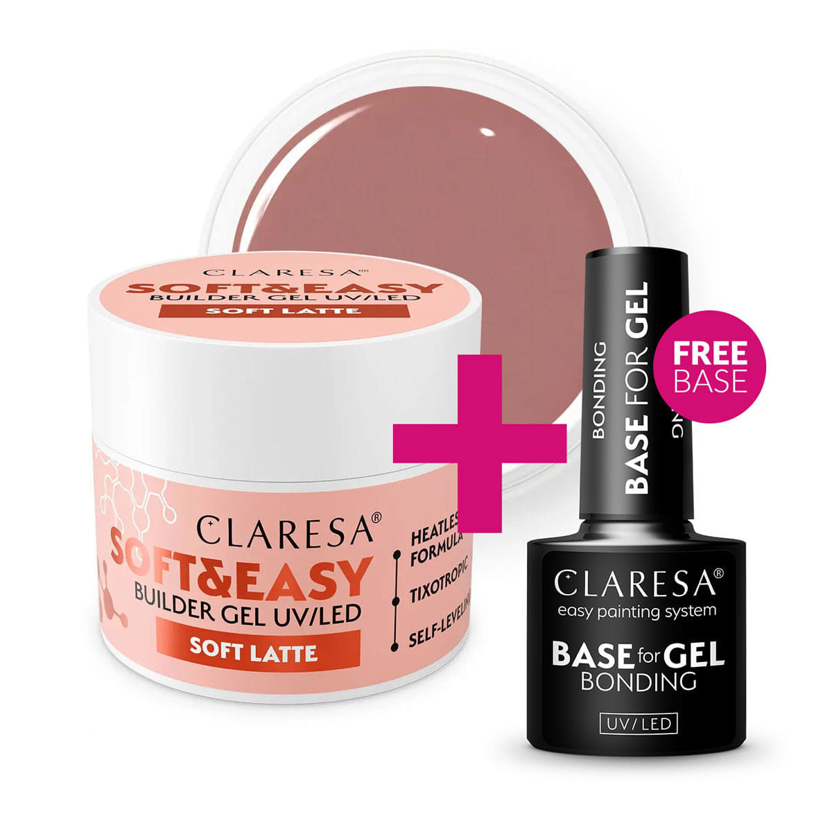 Claresa SOFT&EASY Builder Gel SOFT LATTE 45g + FREE Bonding Base for Gel